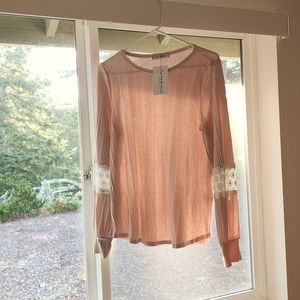 Peach Floral Long Sleeve Top by NanaMacs Size Large